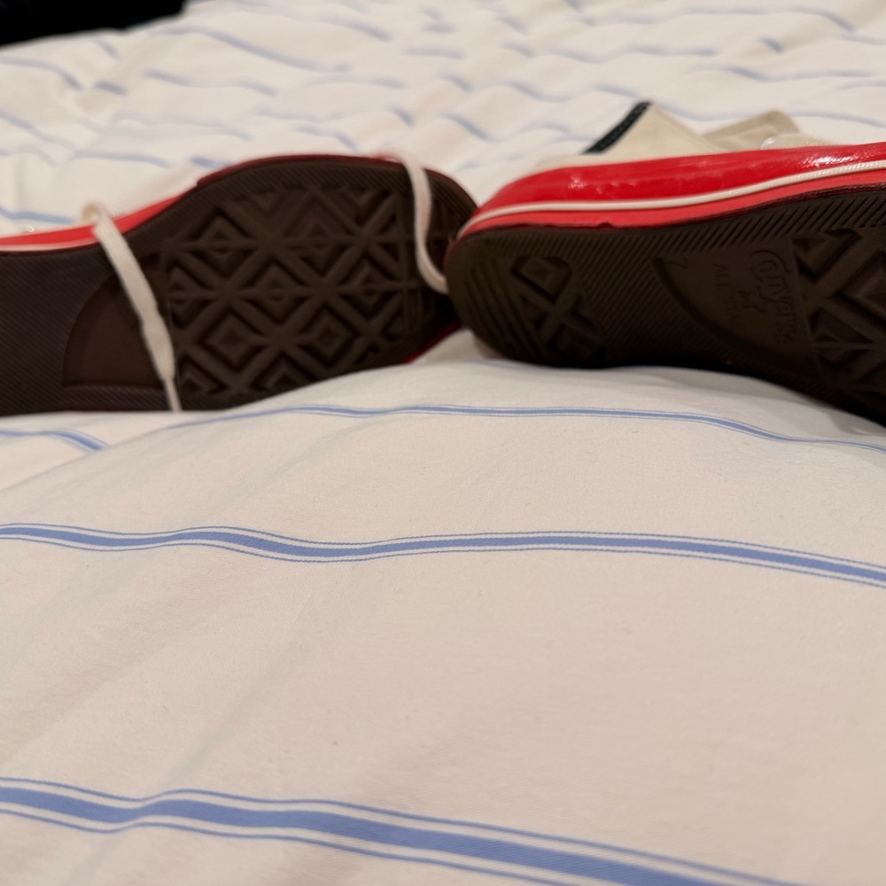 Comme des Garcons PLAY Red and White Athletic Shoes